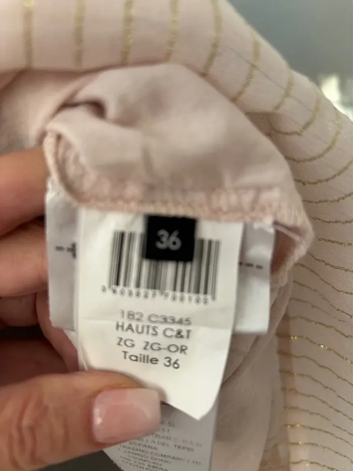 Jolie blouse rose pâle avec rayures fines dorées taille 36 Kookai - photo numéro 13