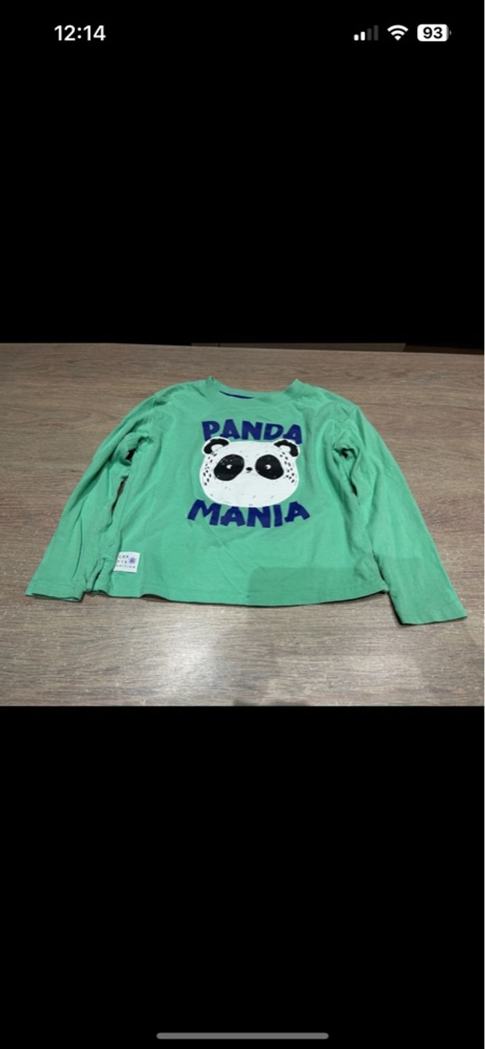Teeshirt manches longues vert motif panda 5 ans - photo numéro 3