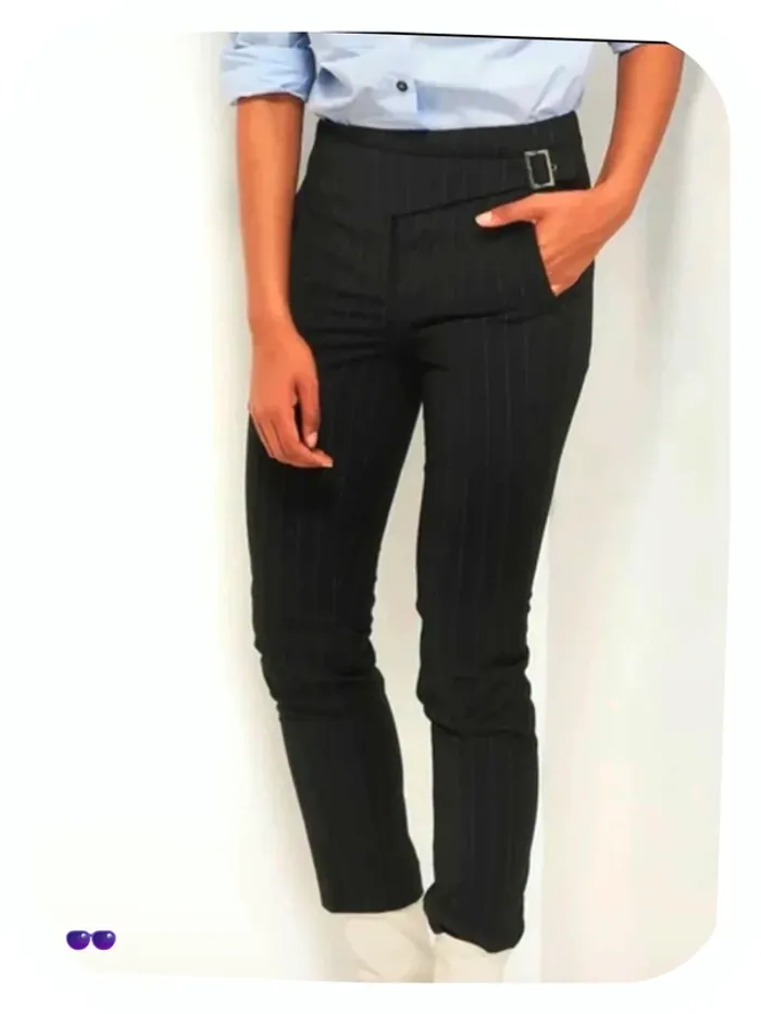 Bash pantalon bleu nuit à rayures blanc modèle bango taille 2/38 - photo numéro 2