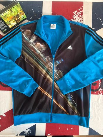 Veste Adidas bleu à design route  - Taille L