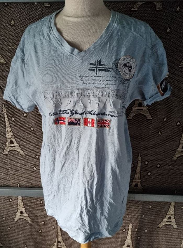 T-shirt bleu ciel Geographical Norway taille Xl - photo numéro 1