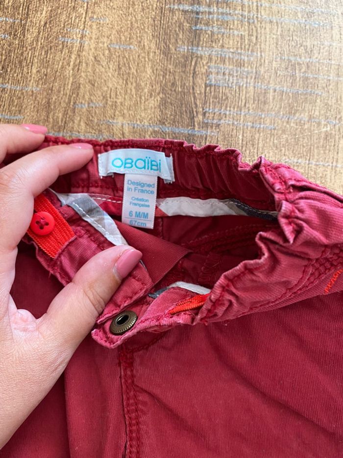 Pantalon rouge obaibi 6 mois garçon - photo numéro 3