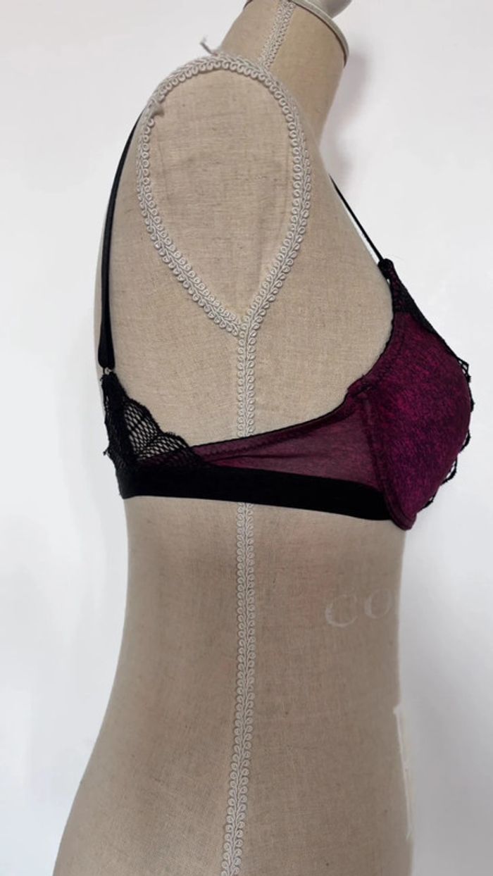 🎀 soutien gorge rose violet avec dentelle noir taille 85 c - photo numéro 5