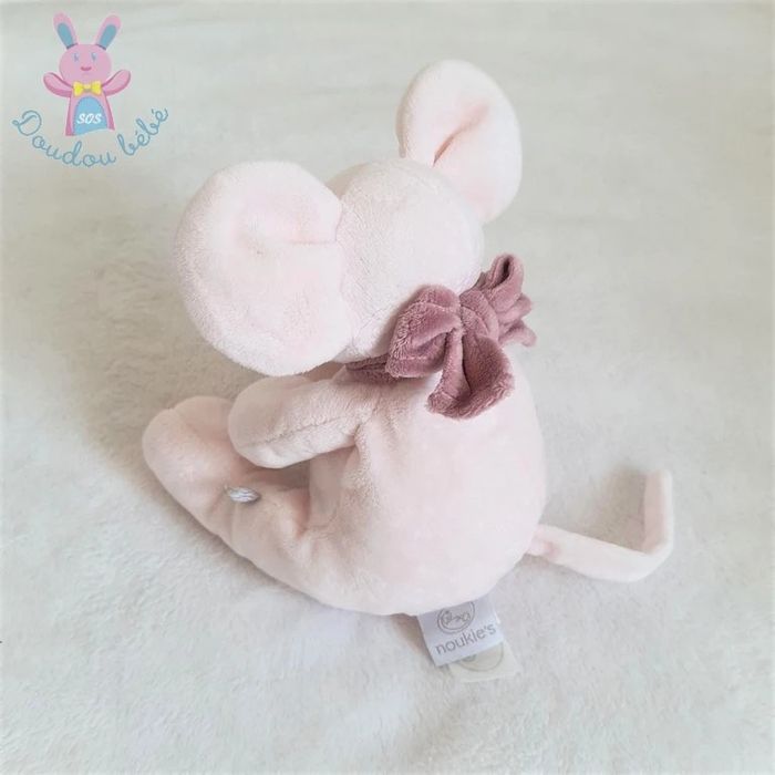 Doudou Souris Mia rose étoiles nœud 20 cm Noukie's - photo numéro 2