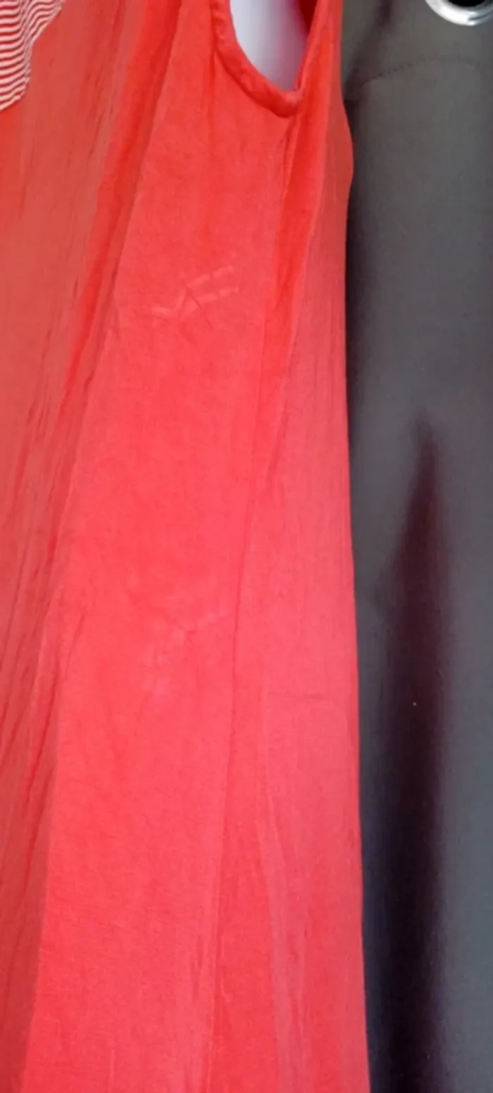 Robe très longue débardeur fluide avec rayures corail femme Xl - photo numéro 9