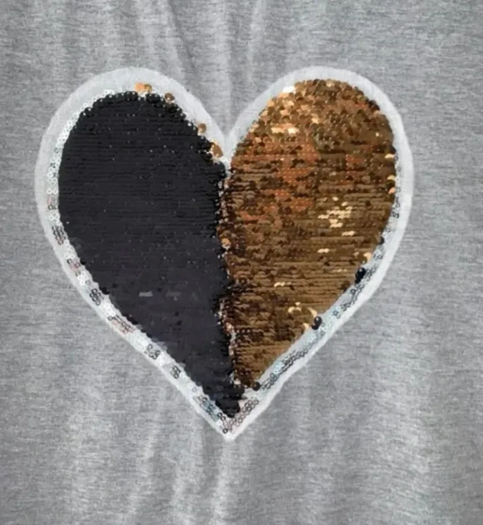 T-shirt femme gris cœur sequins – taille 38 – marque Shein - photo numéro 5