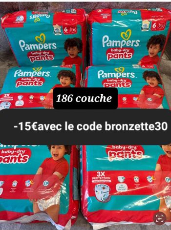 Six pack de couches Pampers taille 6 culotte