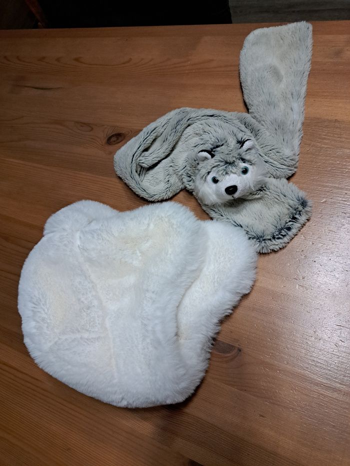 Bonnet trappeur blanc avec écharpe 3ans - photo numéro 3