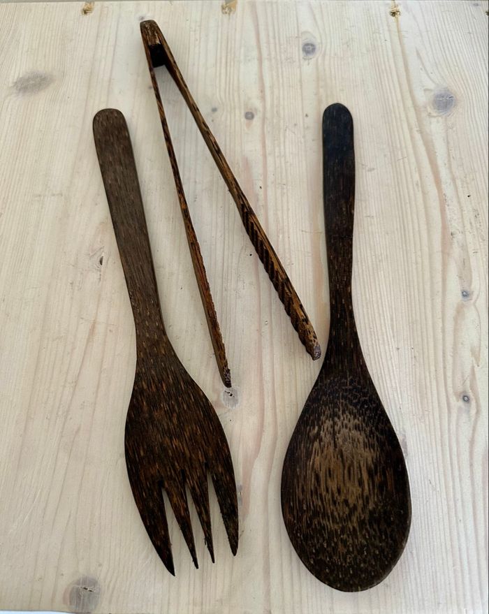 Lot de couvert à salade et pince en coco - photo numéro 4