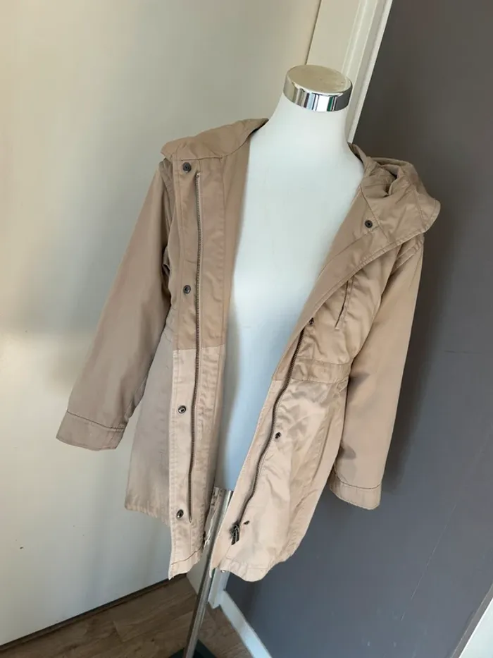veste parka trench-coat imperméable mi longue Modèle trio, beige femme, taille 1/36 - photo numéro 9