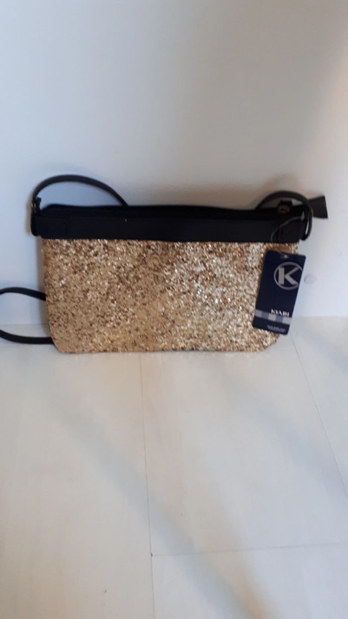 Pochette bandoulière dorée et noire à paillette kiabi - photo numéro 3