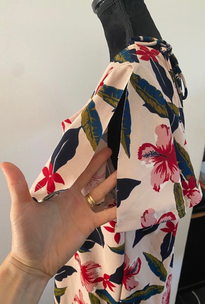 Robe d'été Mango rose à fleurs marine taille XS - photo numéro 11