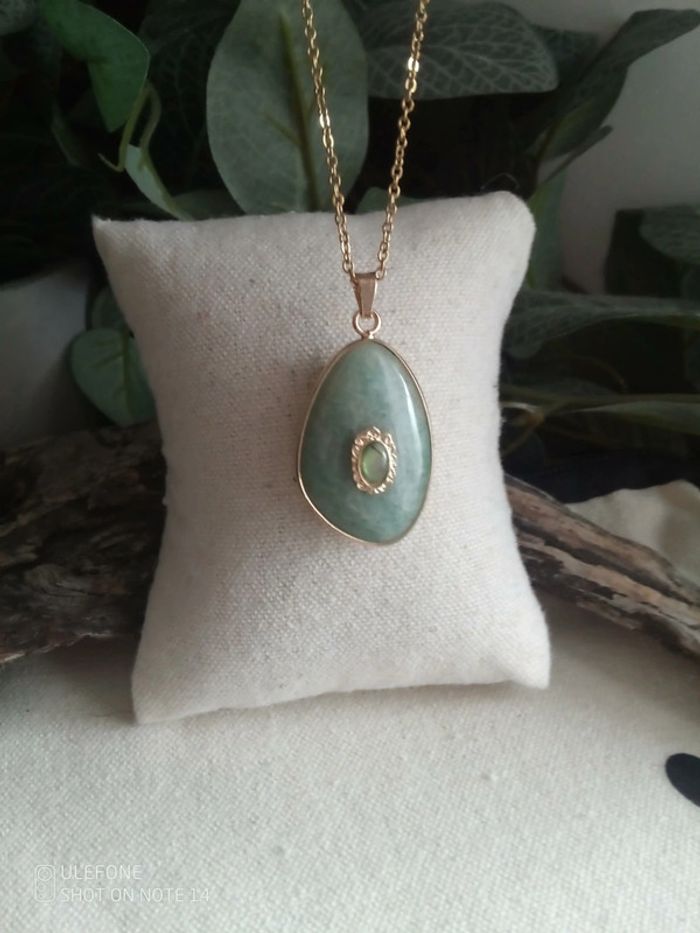 Collier amazonite et abalone