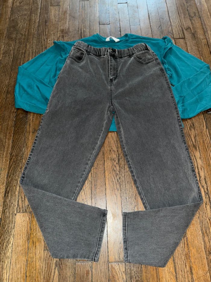 Sweat H&M court et jeans large Monoprix 14 ans - photo numéro 3