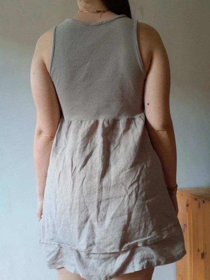 Robe en lin grise Longeur genoux col rond - photo numéro 4