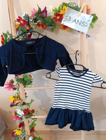 Robe et gilet cache coeur marin 3ans
