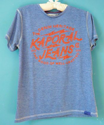 T-shirt Garçon Kaporal jean 12 ans bleu chiné manches courtes TBE
