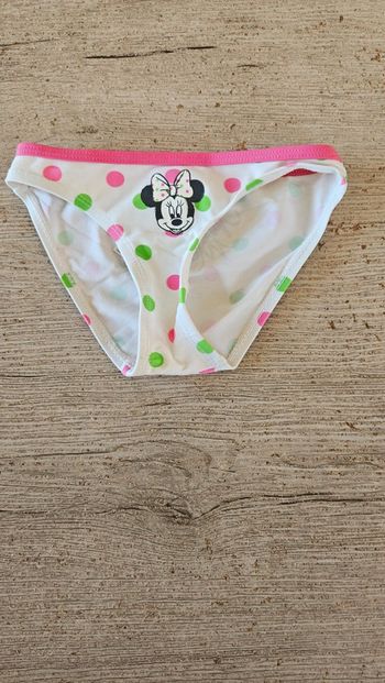 Bas de maillot fille blanc avec points fushia et vert, Disney, Minnie, 3 ans
