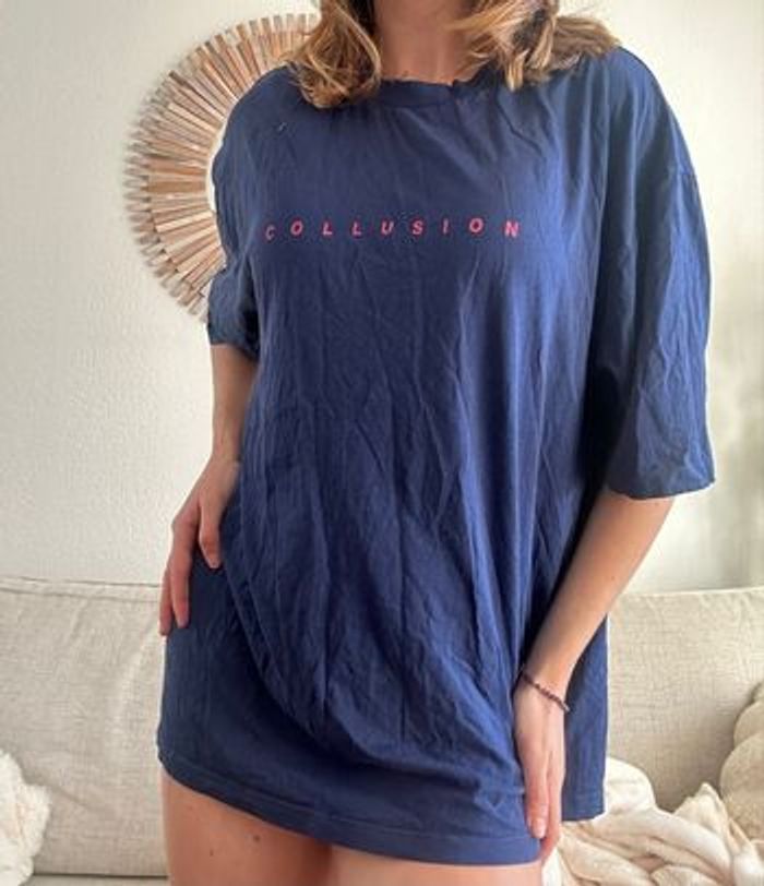 T-shirt oversize collusion bleu et rose