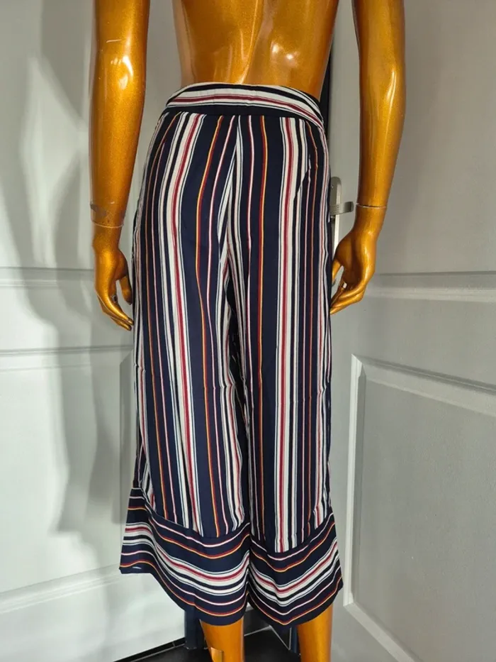 Pantalon Court Large Bleu a rayures Femme Taille XL/42 - photo numéro 2