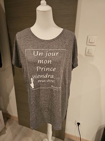 👕t shirt disney femme gris xl blanche neige un jour mon prince viendra manches courtes👕