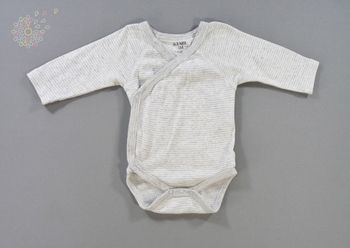 Body manches longues jersey gris blanc rayures KIABI 1 mois 52 – 55 cm garçon