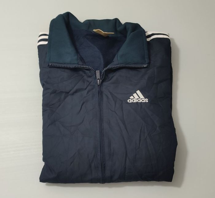 Vêtement vintage de marque Veste zippé Adidas bleu foncé 38/40 #D84