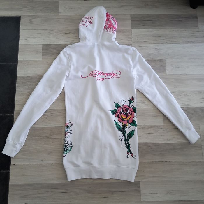 Veste à capuche femme blanc imprimé Ed Hardy taille M - photo numéro 6
