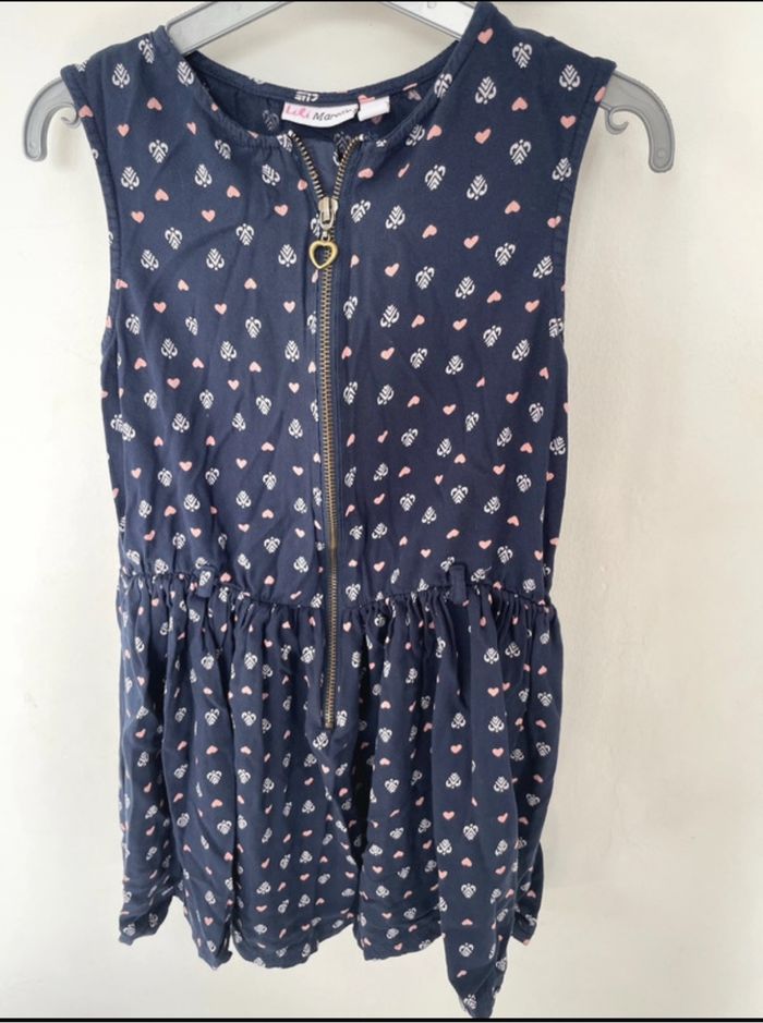 Robe T 10 ans Lili Marelle bleu marine avec dessins coeurs - photo numéro 2