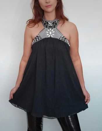 Tunique soirée col plastron bijoux chic taille 38