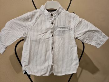Chemise lignée blanche et beige 9 mois