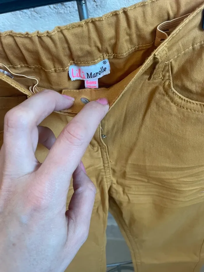 Pantalon fille 6 ans jaune moutarde - photo numéro 2