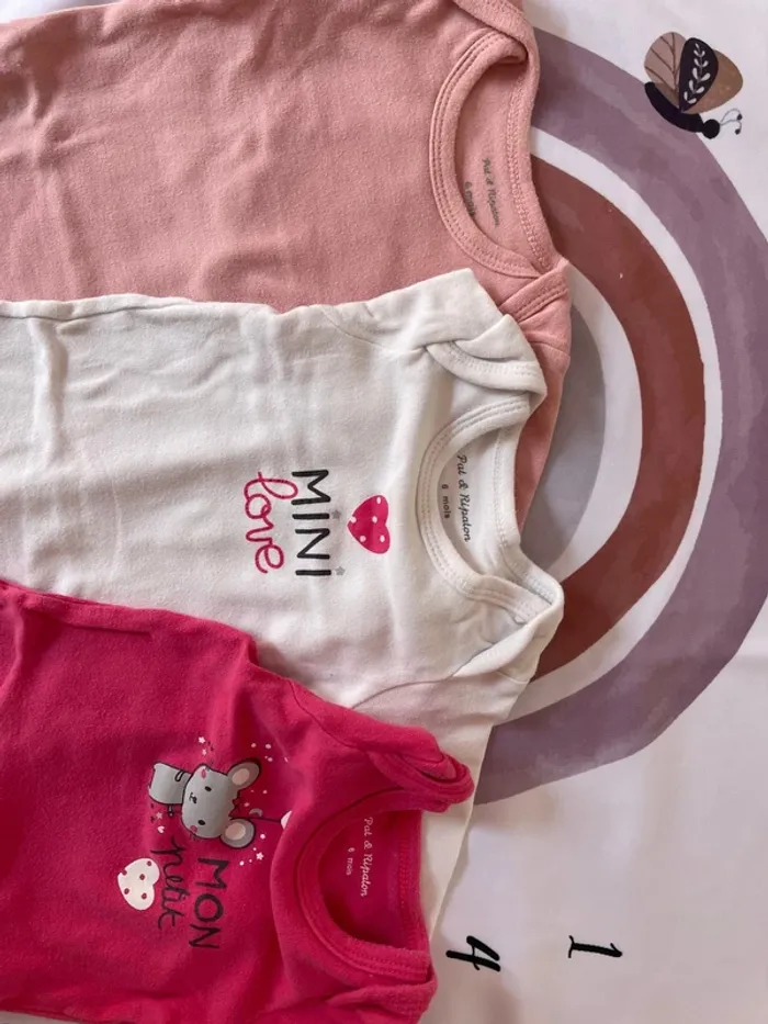 Ensemble body manches courtes - Bébé fille - 6 mois - Pat et Ripaton - photo numéro 3