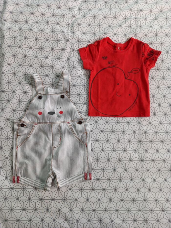 Ensemble 3 mois salopette T-shirt, Catimini - photo numéro 2