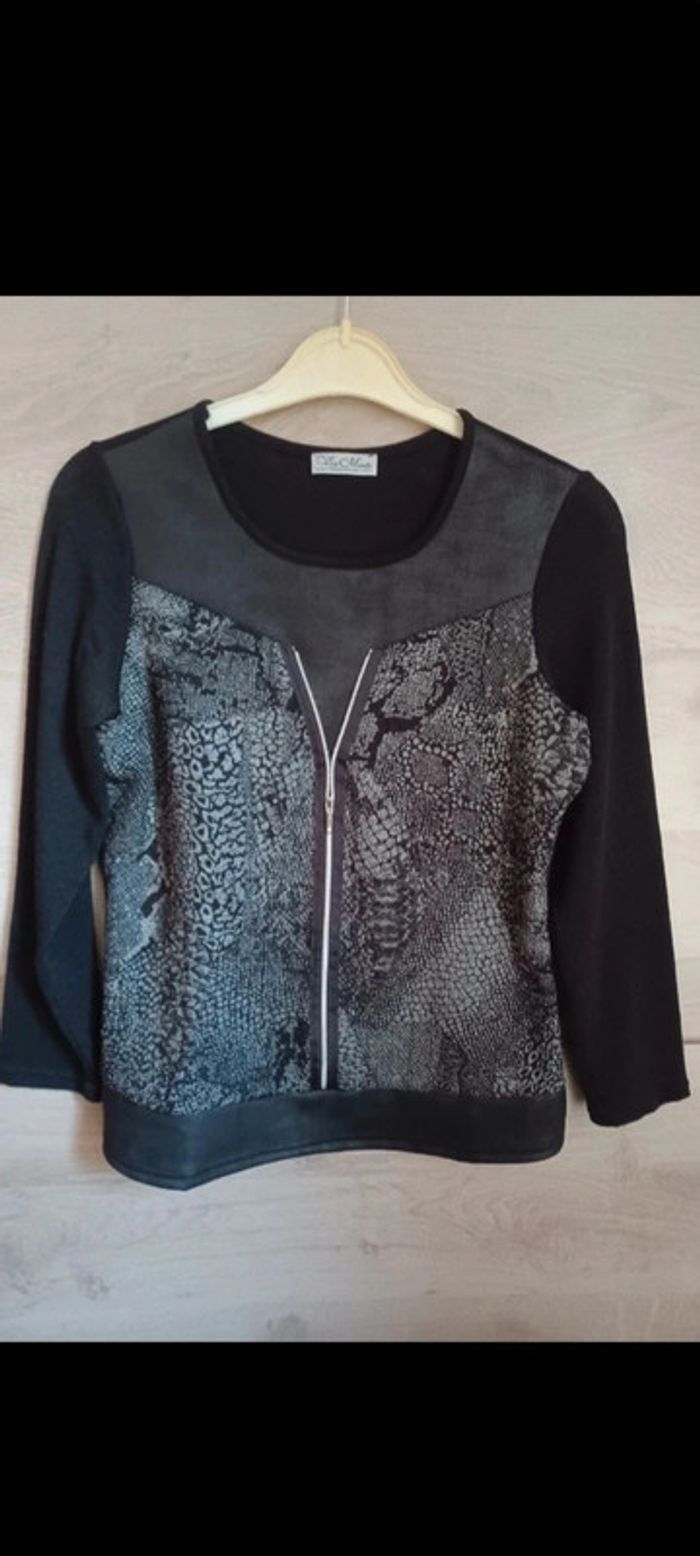 Tee shirt manches longues, Tirette decorative Taille 38/40 via mode