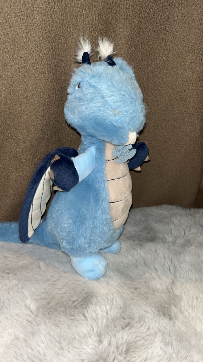 Doudou / peluche dragon bleu - Parfait etat - Histoire D’ours