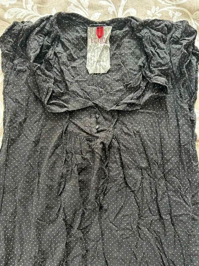 Robe noire à petits pois blancs - Marque Icod - Taille M - photo numéro 3