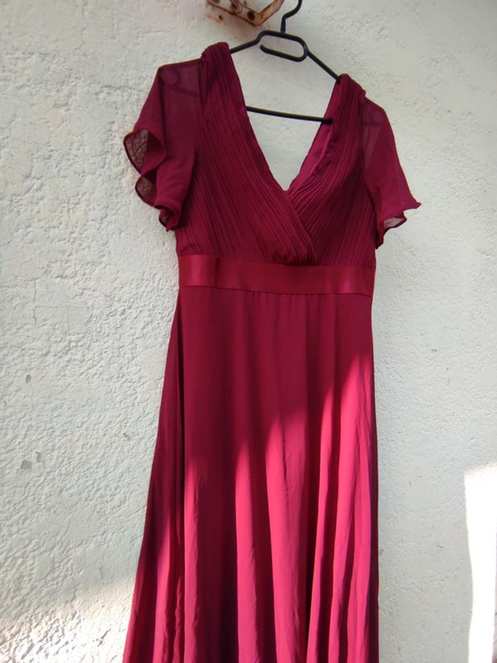 Robe de cérémonie en double V rouge bordeaux taille M - photo numéro 2