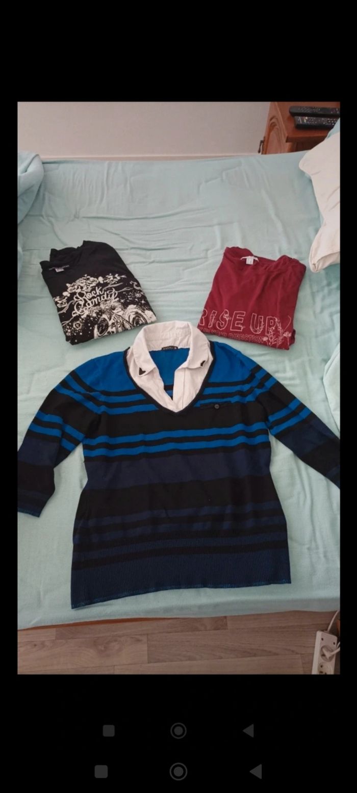 Lot pull + 2 tee-shirts manches mi-longues grande taille - photo numéro 2