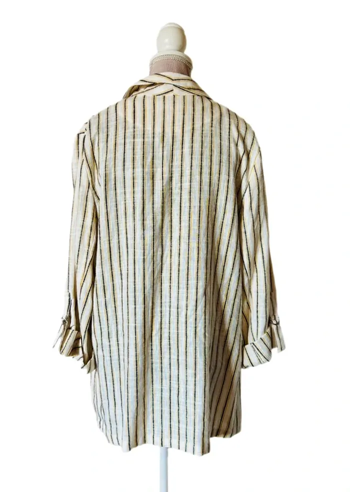 🍃Veste en lin neuve T.42 à rayures fines Grain de Malice casual chic linen striped open blazer🍃 - photo numéro 6