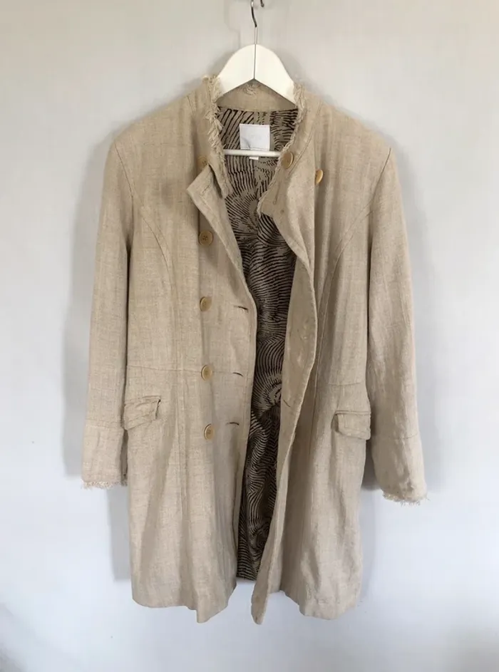 Trench beige en lin Mango taille XL / 42 44 excellent état - photo numéro 2