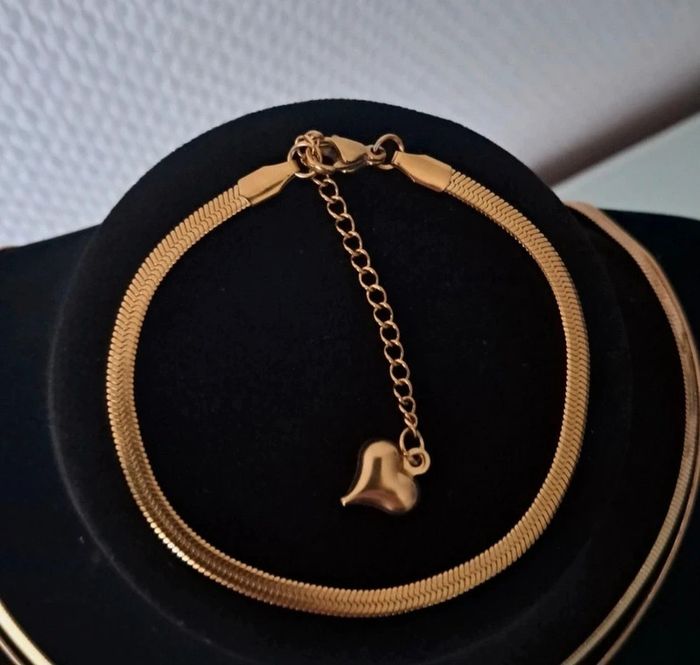 Double collier et bracelet maille serpent acier inoxydable - photo numéro 4