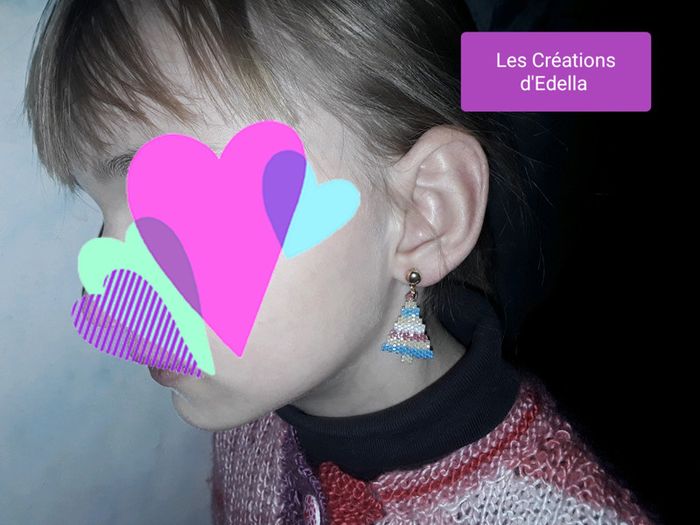 🎀 Boucles d'oreilles pour enfant Sapin de Noël Fait Main 🎀 - photo numéro 2