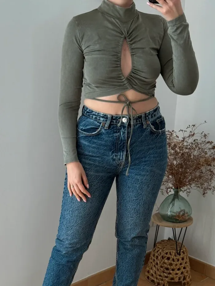 Haut Crop Limitless Contour Collection Zara Kaki