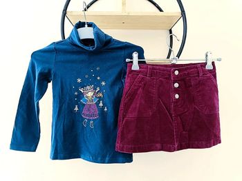 5 ans ensemble teeshirt col roulé sergent major et jupe hivers Okaïdi