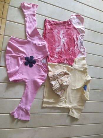 2 hauts à manches courtes+1 haut à manches longues+ 1 chapeau de soleil . Filles. 36 mois