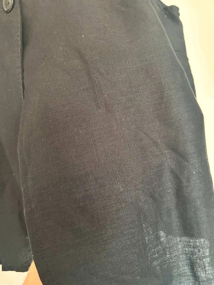 Veste  courte noir  en lin T3 - photo numéro 4