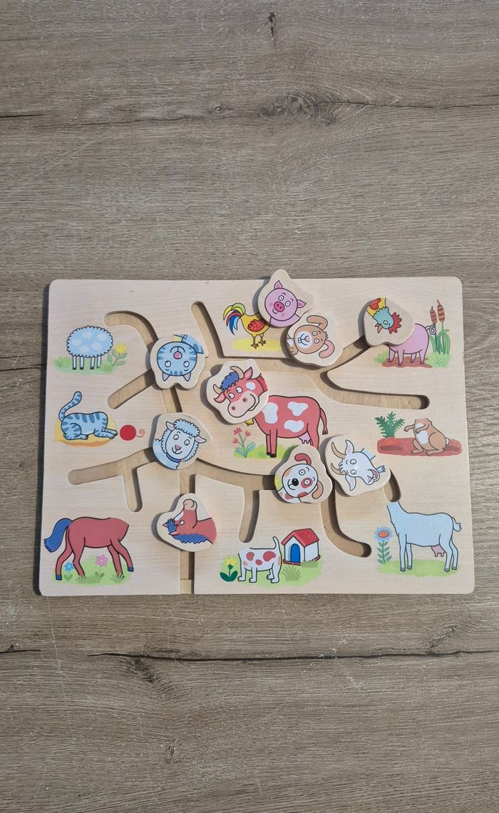 Puzzle labyrinthe animaux en bois - photo numéro 2