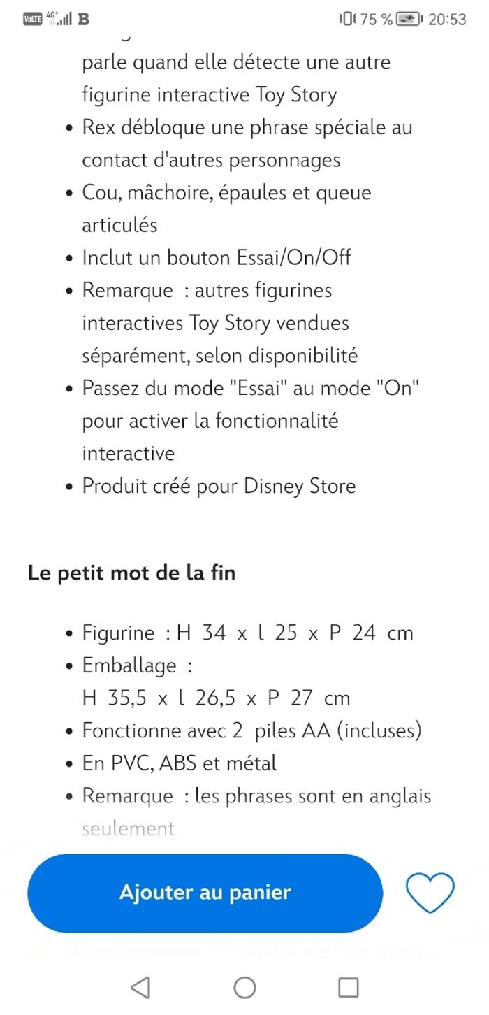 Grande figurine parlante interactive Rex dinosaures toy story disney neuf - photo numéro 3