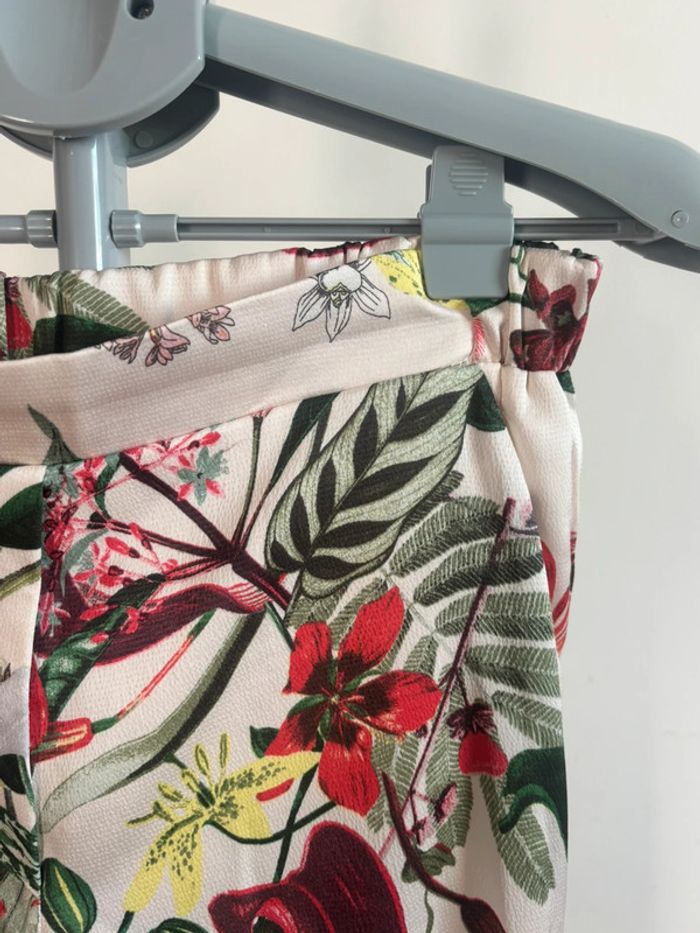 Pantalon léger H&M en polyester fleuri blanc taille L/40 - photo numéro 2